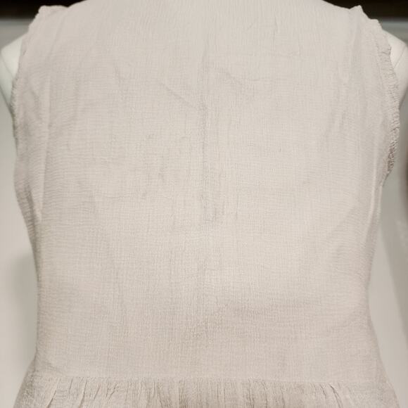 Burberry London Off White Taupe Gauze Light Midi Tank Button Up  Summer Dress XS - Picture 8 of 9